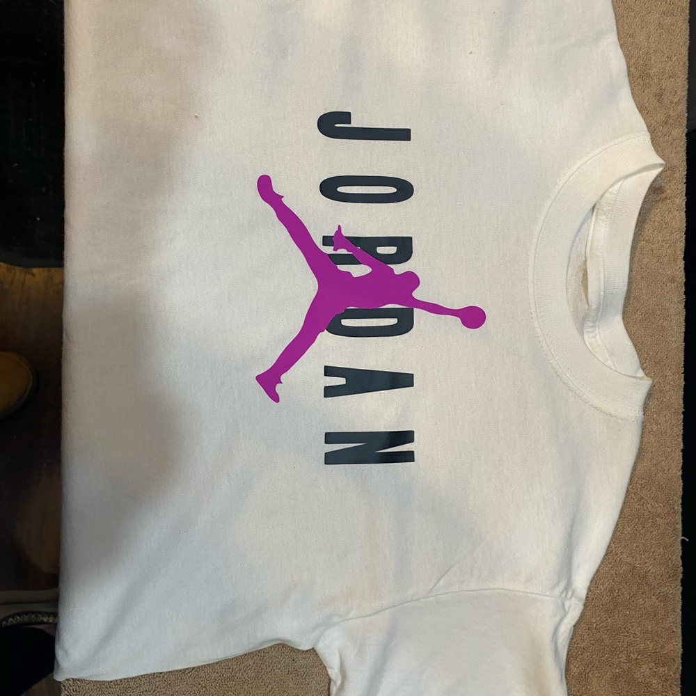 Jordan Kids White T-Shirt with Pink Logo